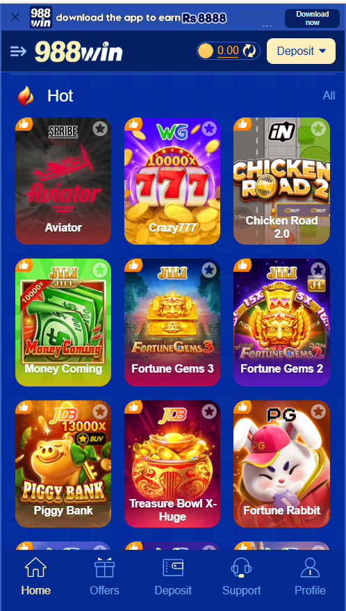 988win game interface
